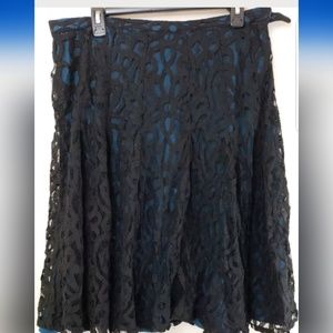 ColdWater creek SZ 16P Lace Black Teal Skirt